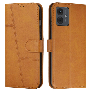 STITCHING Knižkové puzdro pre Motorola Moto G14 - svetlo hnedé