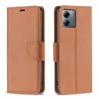 LAMBSKIN Knižkové puzdro pre Motorola Moto G14 - hnedé