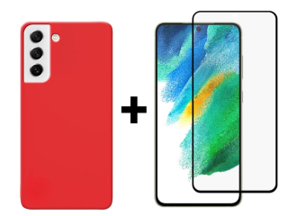 SKLO + KRYT 2v1 pre Samsung Galaxy S21 FE 5G - Silikónový Zadný kryt MATT červený
