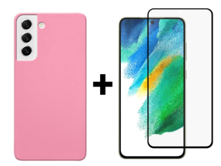 SKLO + KRYT 2v1 pre Samsung Galaxy S21 FE 5G - Silikónový Zadný kryt MATT ružový