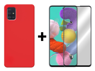 SKLO + KRYT 2v1 pre Samsung Galaxy A51 - Silikónový Zadný kryt MATT červený