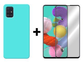 SKLO + KRYT 2v1 pre Samsung Galaxy A51 - Silikónový Zadný kryt MATT mentolový