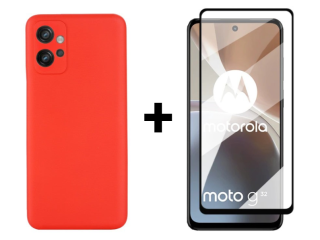 SKLO + KRYT 2v1 pre Motorola Moto G32 - Silikónový Zadný kryt MATT červený