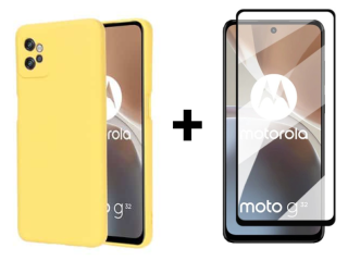 SKLO + KRYT 2v1 pre Motorola Moto G32 - Silikónový Zadný kryt MATT žltý