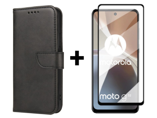 SKLO + PUZDRO 2v1 pre Motorola Moto G32 - Peňaženkové puzdro BUCKLE čierne