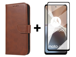 SKLO + PUZDRO 2v1 pre Motorola Moto G32 - Peňaženkové puzdro BUCKLE hnedé