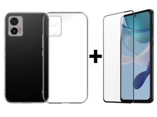 SKLO + KRYT 2v1 pre Motorola Moto G53 5G - Silikónový Zadný 2.00 mm priesvitný