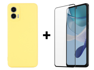 SKLO + KRYT 2v1 pre Motorola Moto G53 5G - Silikónový Zadný kryt MATT žltý