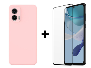 SKLO + KRYT 2v1 pre Motorola Moto G53 5G - Silikónový Zadný kryt MATT ružový