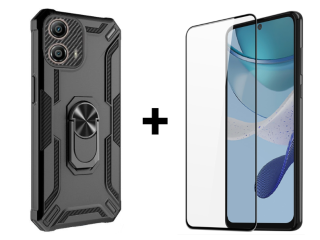 SKLO + KRYT 2v1 pre Motorola Moto G53 5G - Tvrdený Zadný kryt WARSHIP čierny