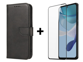 SKLO + PUZDRO 2v1 pre Motorola Moto G53 5G - Peňaženkové puzdro BUCKLE čierne