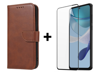 SKLO + PUZDRO 2v1 pre Motorola Moto G53 5G - Peňaženkové puzdro BUCKLE hnedé