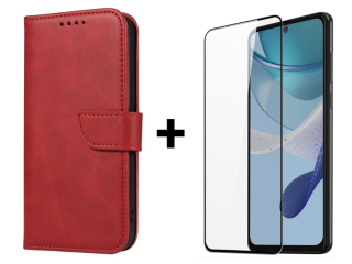 SKLO + PUZDRO 2v1 pre Motorola Moto G53 5G - Peňaženkové puzdro BUCKLE červené