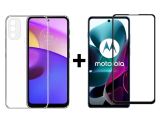 SKLO + KRYT 2v1 pre Motorola Moto E20 / E30 / E40 - Silikónový Zadný 2.00 mm priesvitný