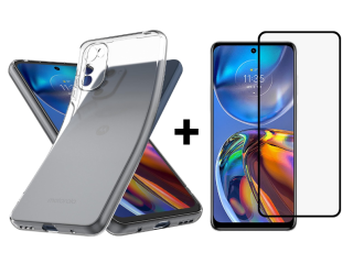 SKLO + KRYT 2v1 pre Motorola Moto E32 / E32s - Silikónový Zadný 2.00 mm priesvitný