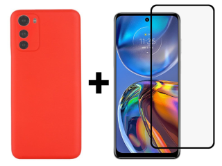 SKLO + KRYT 2v1 pre Motorola Moto E32 / E32s - Silikónový Zadný kryt MATT červený