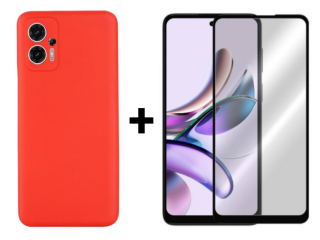 SKLO + KRYT 2v1 pre Motorola Moto G23 / Moto G13 - Silikónový Zadný kryt MATT červený