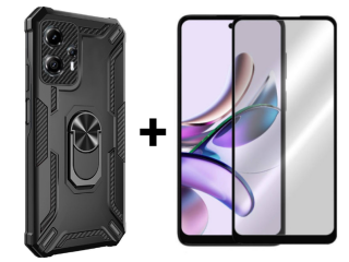 SKLO + KRYT 2v1 pre Motorola Moto G23 / Moto G13 - Tvrdený Zadný kryt WARSHIP čierny