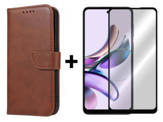 SKLO + PUZDRO 2v1 pre Motorola Moto G23 / Moto G13 - Peňaženkové puzdro BUCKLE hnedé