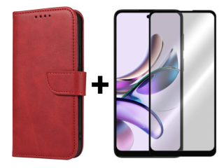 SKLO + PUZDRO 2v1 pre Motorola Moto G23 / Moto G13 - Peňaženkové puzdro BUCKLE červené