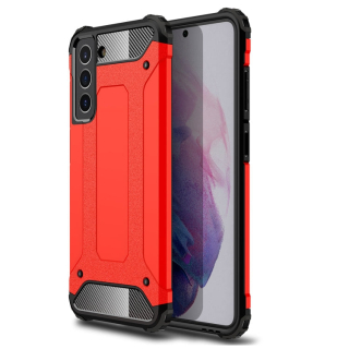 HYBRID ARMOR Tvrdený kryt na Samsung Galaxy S21 FE - červený
