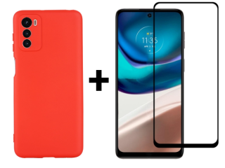 SKLO + KRYT 2v1 pre Motorola Moto G42 - Silikónový Zadný kryt MATT červený