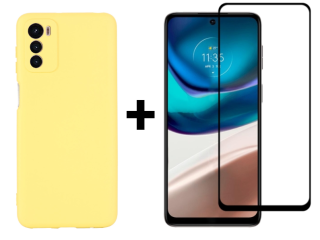 SKLO + KRYT 2v1 pre Motorola Moto G42 - Silikónový Zadný kryt MATT žltý