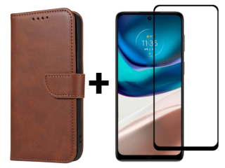 SKLO + PUZDRO 2v1 pre Motorola Moto G42 - Peňaženkové puzdro BUCKLE hnedé