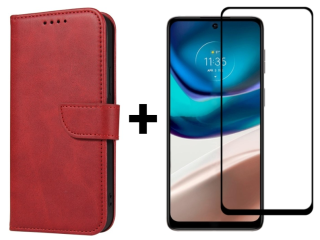 SKLO + PUZDRO 2v1 pre Motorola Moto G42 - Peňaženkové puzdro BUCKLE červené