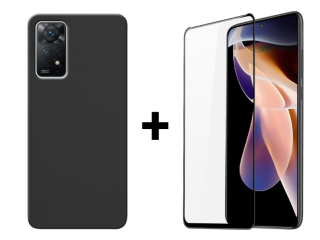 SKLO + KRYT 2v1 pre Xiaomi Redmi Note 11 Pro / Note 11 Pro 5G - Silikónový Zadný kryt MATT čierny