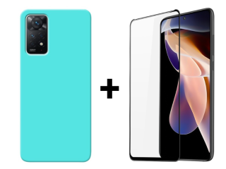 SKLO + KRYT 2v1 pre Xiaomi Redmi Note 11 Pro / Note 11 Pro 5G - Silikónový Zadný kryt MATT mentolový