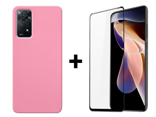 SKLO + KRYT 2v1 pre Xiaomi Redmi Note 11 Pro / Note 11 Pro 5G - Silikónový Zadný kryt MATT ružový