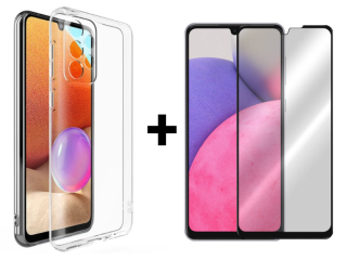 SKLO + KRYT 2v1 pre Samsung Galaxy A33 5G - Silikónový Zadný 2.00 mm priesvitný