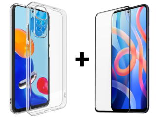 SKLO + KRYT 2v1 pre Xiaomi Redmi Note 11 / Note 11s - Silikónový Zadný 2.00 mm priesvitný