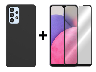 SKLO + KRYT 2v1 pre Samsung Galaxy A33 5G - Silikónový Zadný kryt MATT čierny