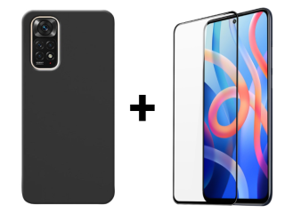 SKLO + KRYT 2v1 pre Xiaomi Redmi Note 11 / Note 11s - Silikónový Zadný kryt MATT čierny