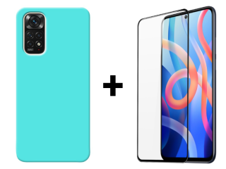 SKLO + KRYT 2v1 pre Xiaomi Redmi Note 11 / Note 11s - Silikónový Zadný kryt MATT mentolový