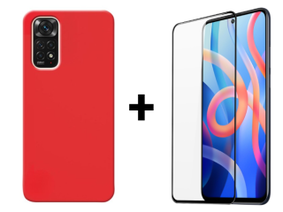 SKLO + KRYT 2v1 pre Xiaomi Redmi Note 11 / Note 11s - Silikónový Zadný kryt MATT červený