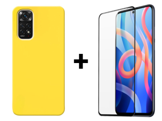 SKLO + KRYT 2v1 pre Xiaomi Redmi Note 11 / Note 11s - Silikónový Zadný kryt MATT žltý
