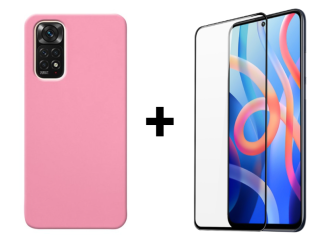 SKLO + KRYT 2v1 pre Xiaomi Redmi Note 11 / Note 11s - Silikónový Zadný kryt MATT ružový