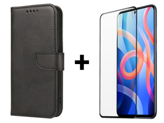 SKLO + PUZDRO 2v1 pre Xiaomi Redmi Note 11 / Note 11s - Peňaženkové puzdro BUCKLE čierne