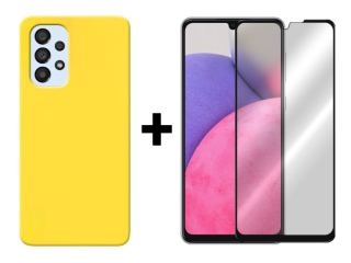 SKLO + KRYT 2v1 pre Samsung Galaxy A33 5G - Silikónový Zadný kryt MATT žltý