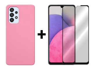 SKLO + KRYT 2v1 pre Samsung Galaxy A33 5G - Silikónový Zadný kryt MATT ružový