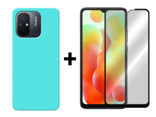 SKLO + KRYT 2v1 pre Xiaomi Redmi 12C - Silikónový Zadný kryt MATT mentolový