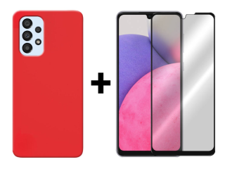 SKLO + KRYT 2v1 pre Samsung Galaxy A33 5G - Silikónový Zadný kryt MATT červený