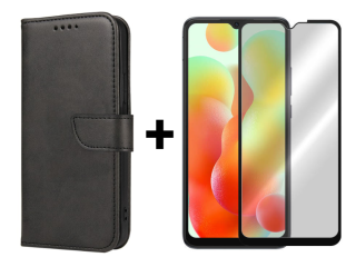 SKLO + PUZDRO 2v1 pre Xiaomi Redmi 12C - Peňaženkové puzdro BUCKLE čierne
