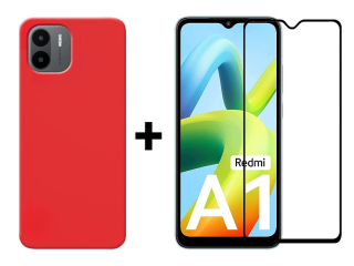 SKLO + KRYT 2v1 pre Xiaomi Redmi A1 / Redmi A2 - Silikónový Zadný kryt MATT červený