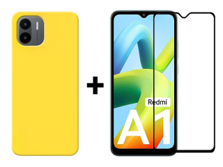 SKLO + KRYT 2v1 pre Xiaomi Redmi A1 / Redmi A2 - Silikónový Zadný kryt MATT žltý