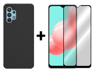 SKLO + KRYT 2v1 pre Samsung Galaxy A32 5G - Silikónový Zadný kryt MATT čierny