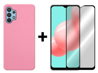 SKLO + KRYT 2v1 pre Samsung Galaxy A32 5G - Silikónový Zadný kryt MATT ružový